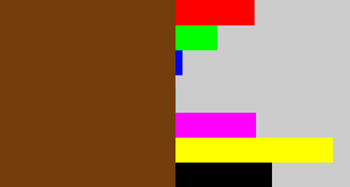 Hex color #733e0b - brown