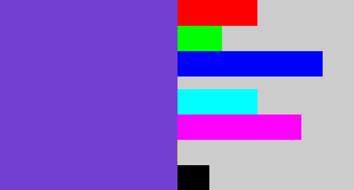 Hex color #733fd2 - bluey purple