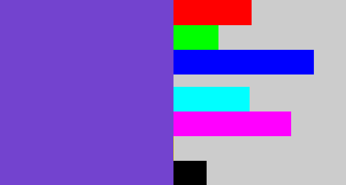Hex color #7343cf - bluey purple