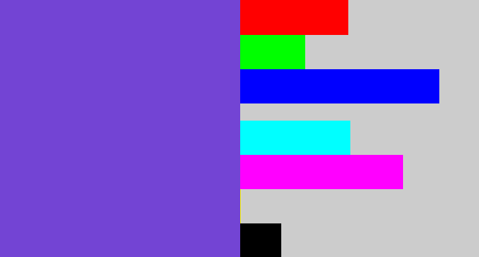 Hex color #7344d4 - bluish purple