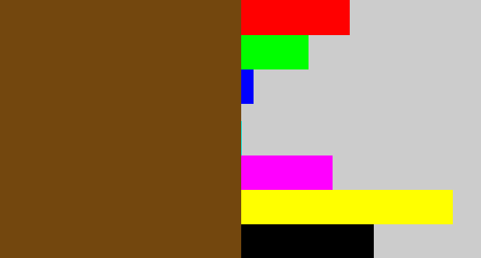 Hex color #73470e - medium brown