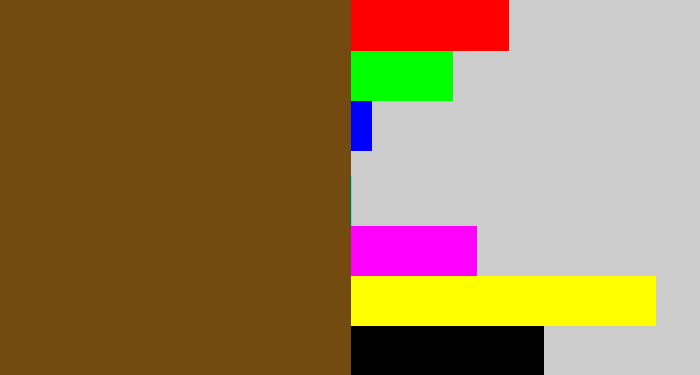 Hex color #734a0f - medium brown