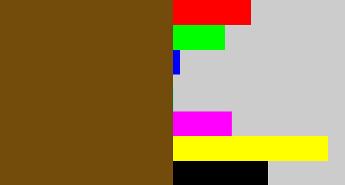 Hex color #734c0b - medium brown