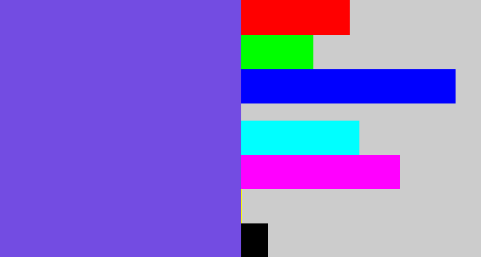 Hex color #734ce2 - bluish purple