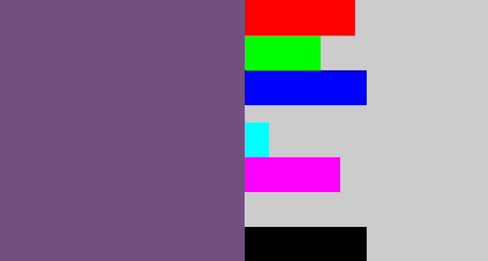 Hex color #734e80 - muted purple