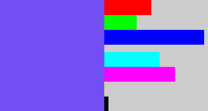 Hex color #734ef4 - bluish purple