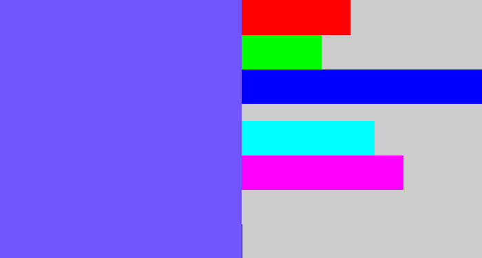 Hex color #7355fe - purpleish blue