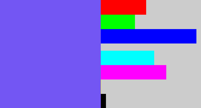Hex color #7356f3 - purpley