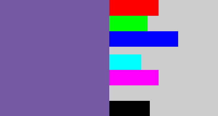 Hex color #7359a1 - dark lavender
