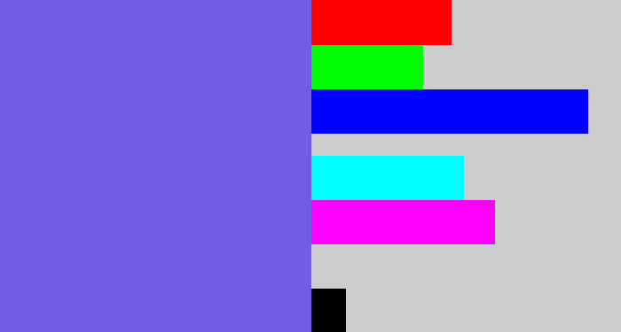 Hex color #735ce3 - purpley