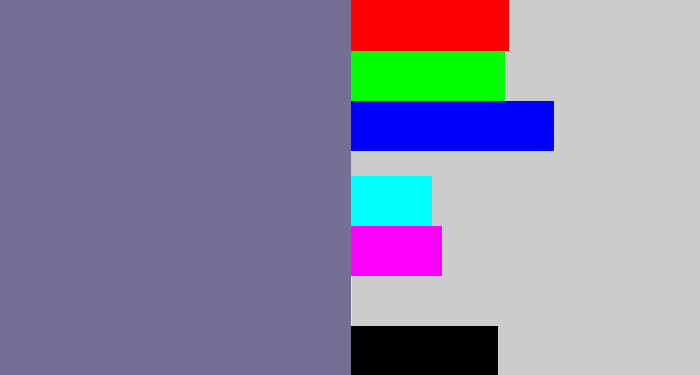Hex color #736f95 - grey purple