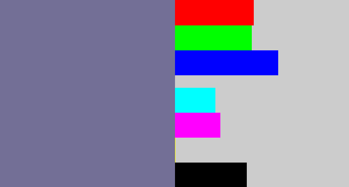 Hex color #736f96 - grey purple