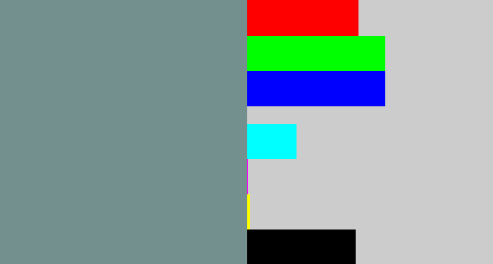 Hex color #738f8e - bluish grey