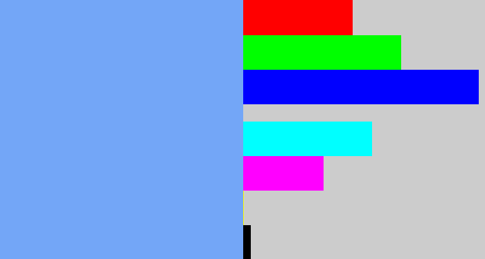 Hex color #73a6f7 - sky blue
