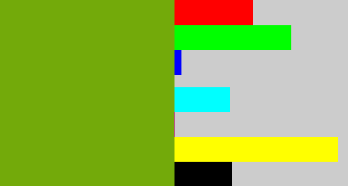 Hex color #73aa0a - ugly green