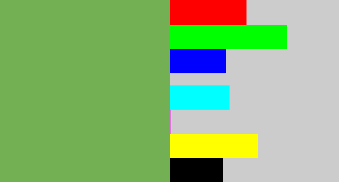 Hex color #73b054 - asparagus