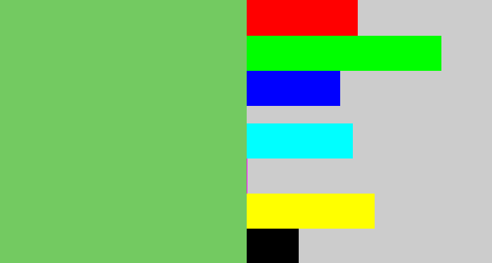 Hex color #73ca61 - soft green