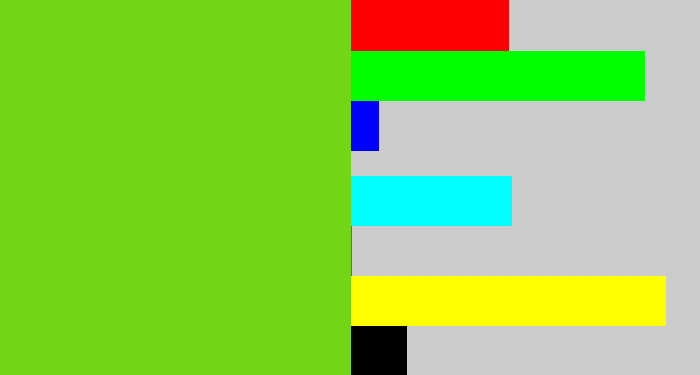 Hex color #73d515 - apple green