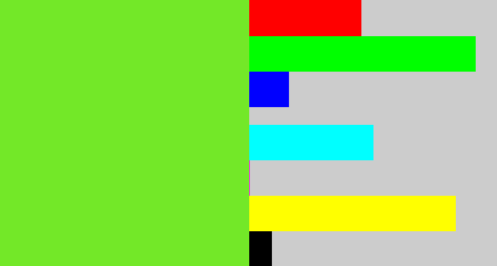 Hex color #73e828 - toxic green