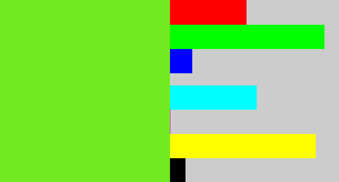 Hex color #73e920 - toxic green