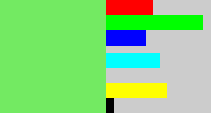 Hex color #73ea62 - lighter green