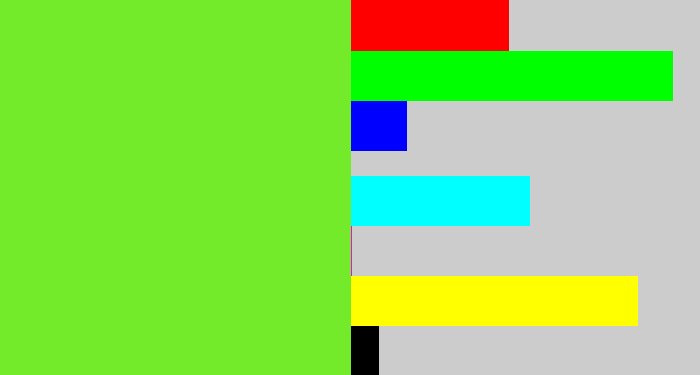Hex color #73eb2a - toxic green