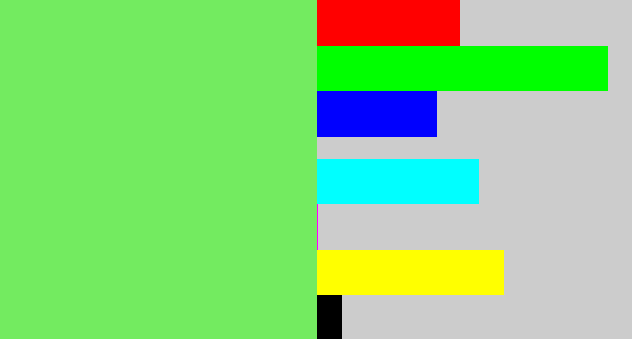 Hex color #73eb60 - lighter green