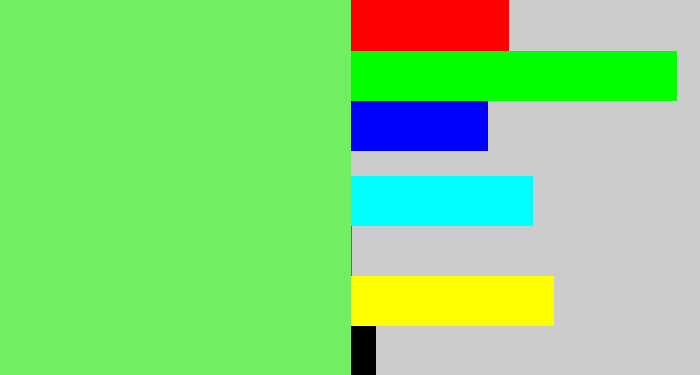 Hex color #73ee63 - lighter green
