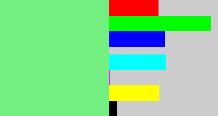Hex color #73ee81 - lightgreen