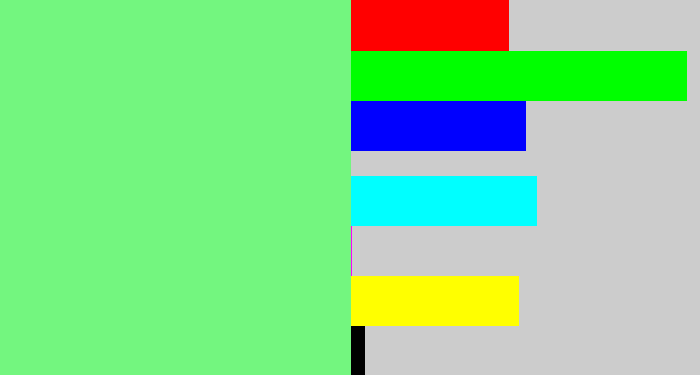 Hex color #73f67f - lightgreen
