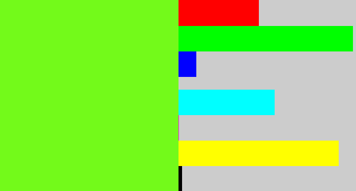 Hex color #73fa1a - bright lime green