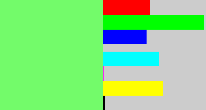 Hex color #73fb6a - lighter green