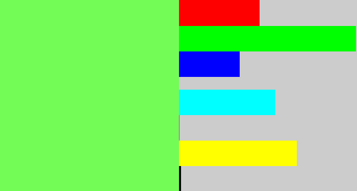 Hex color #73fc56 - lighter green
