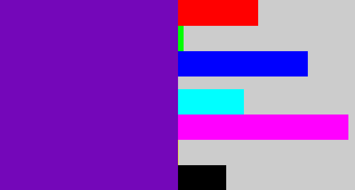 Hex color #7407b9 - purple