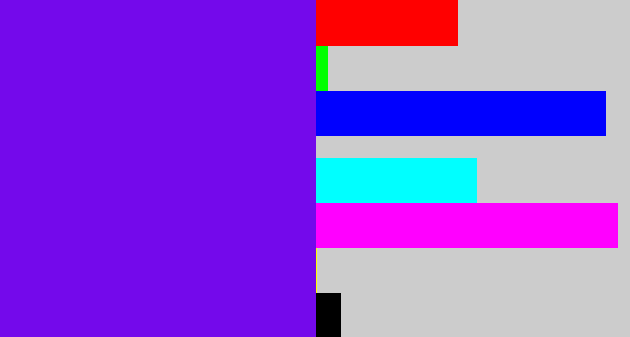Hex color #7409eb - purply blue