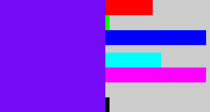 Hex color #740af6 - purply blue