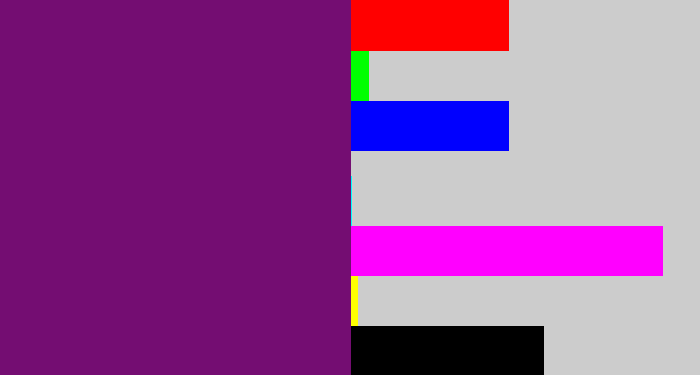 Hex color #740d72 - darkish purple