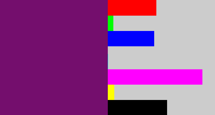 Hex color #740e6d - darkish purple