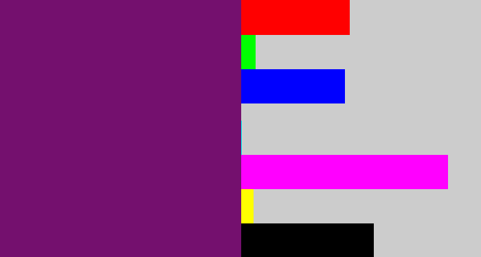 Hex color #74106e - darkish purple