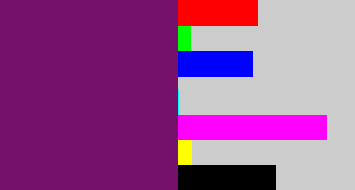 Hex color #74126b - darkish purple