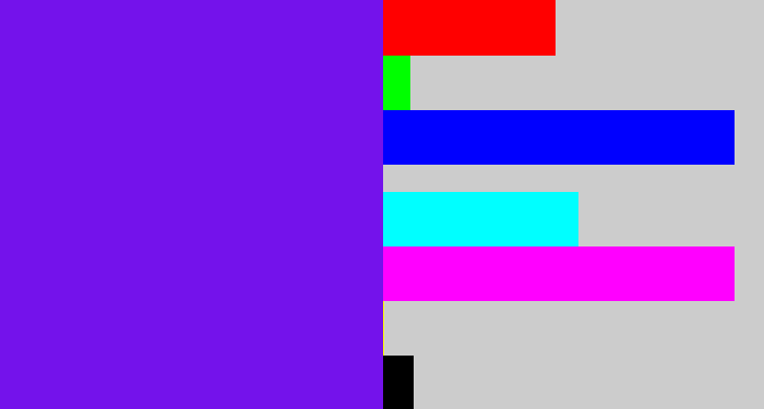 Hex color #7412eb - purply blue