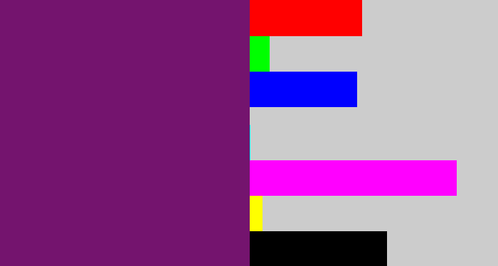 Hex color #74146e - darkish purple