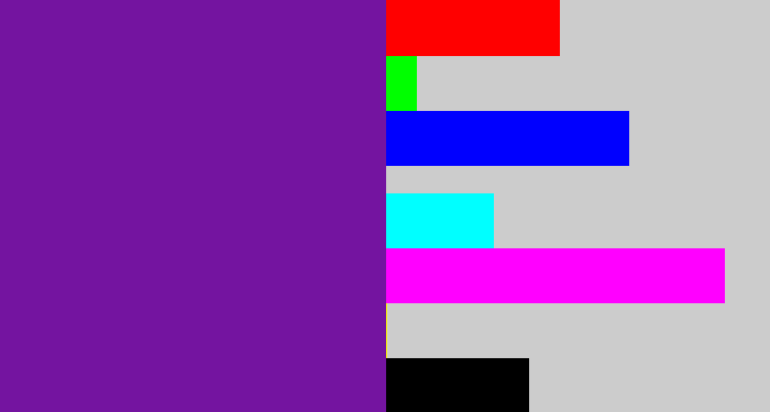 Hex color #7414a0 - purple