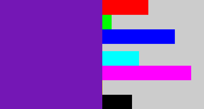 Hex color #7417b5 - purple