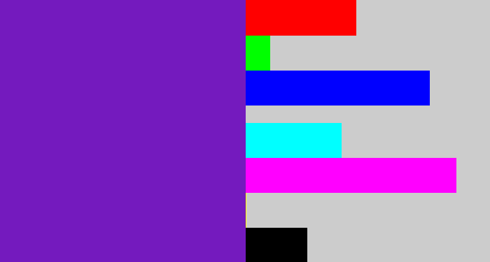 Hex color #741abe - purple/blue