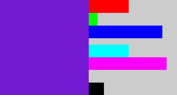 Hex color #741ad3 - purple/blue