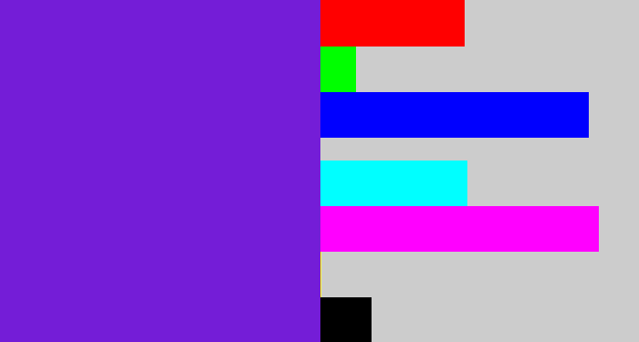 Hex color #741dd7 - purple/blue