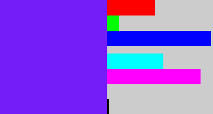 Hex color #741df9 - purply blue