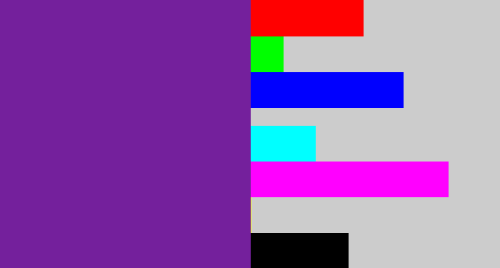 Hex color #74209c - purple