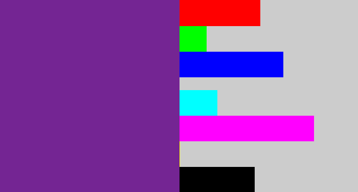 Hex color #742593 - purple